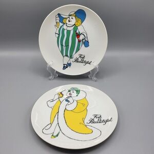 Vintage 1979 Fitz And Floyd Snack Appetizer Plate Set of 2 Fat Is Beautiful 7"